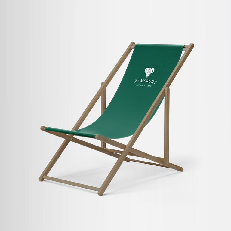 Customised and branded high-quality deck chair for Ramsbury Distillery by Framme